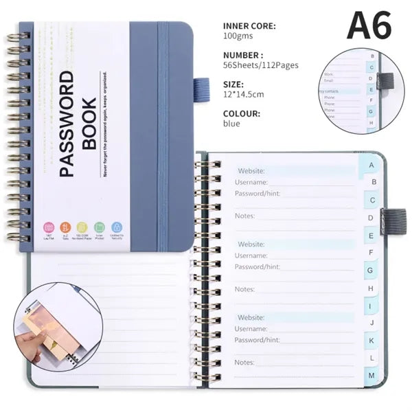 A6 Pocket Password Book