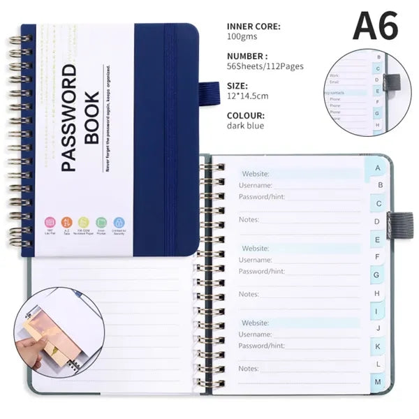 A6 Pocket Password Book