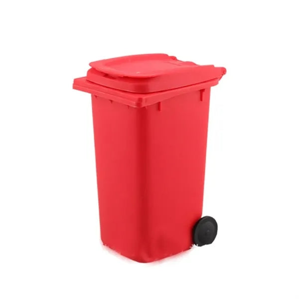 Mini Trash Can Pen Holder with Lid and Wheels