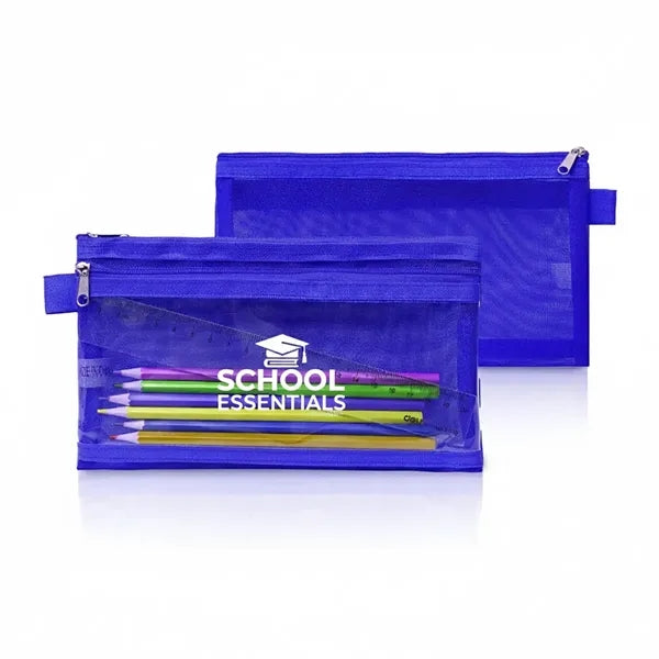 Twin Pocket Mesh Pencil Pouch