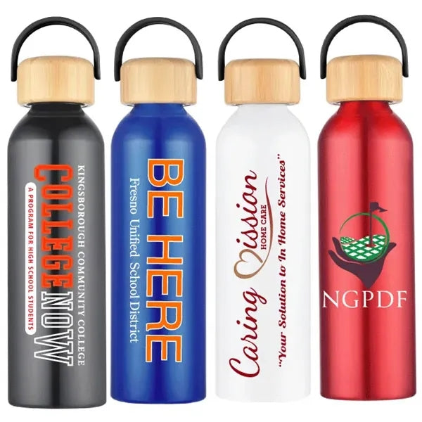 24 Oz. Aluminum Water Bottle w/Bamboo Lid