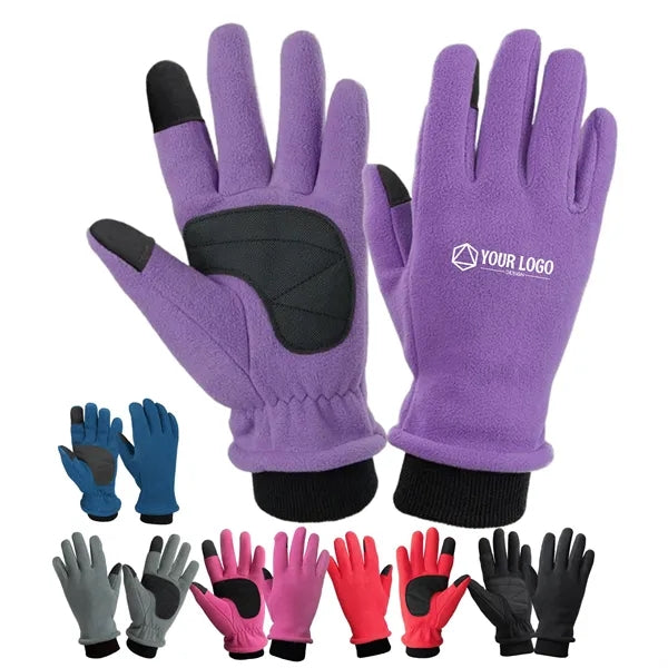 Double-layer polar fleece gloves with touchscreen