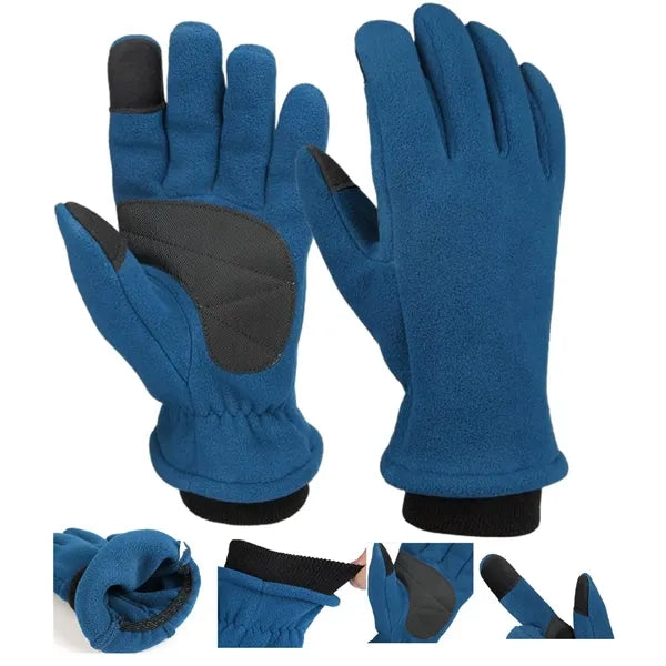 Double-layer polar fleece gloves with touchscreen