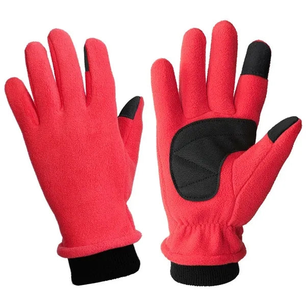 Double-layer polar fleece gloves with touchscreen