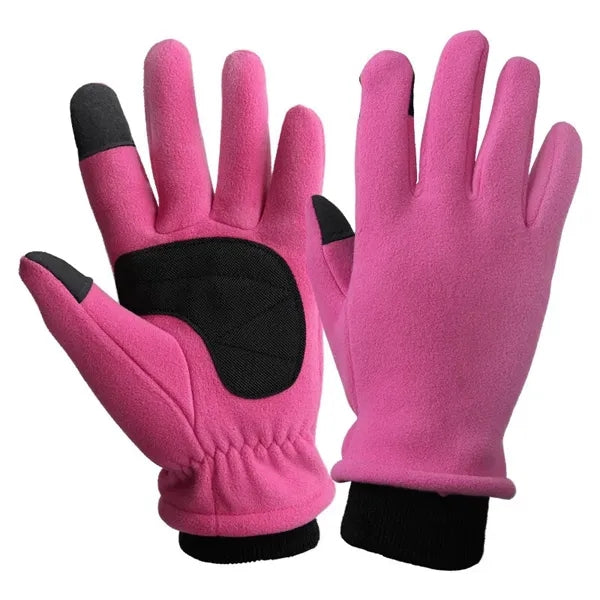 Double-layer polar fleece gloves with touchscreen