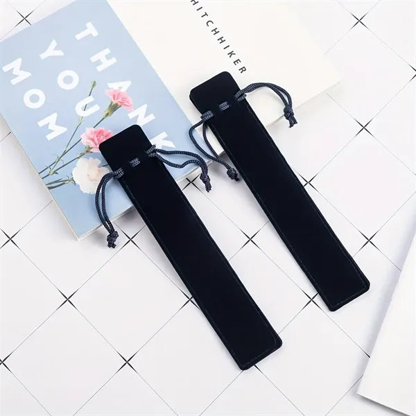Premium Transparent Square Pen Case with Drawstring Pouch