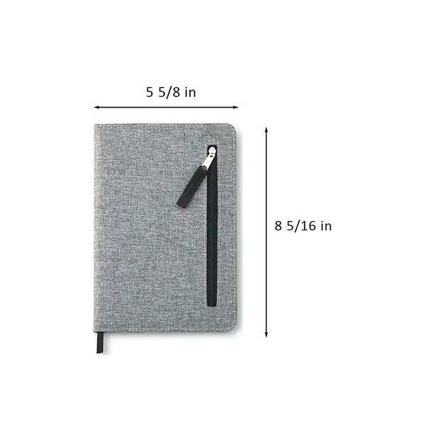 Fabric cover notebook with zipper pocket