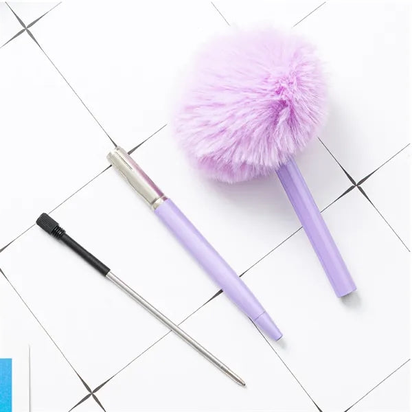 Cute Fluffy Pompom Metal Ballpoint Pen