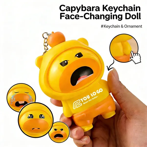 Can Change Face 3D Capybara Acrylic Carabiner Keychain