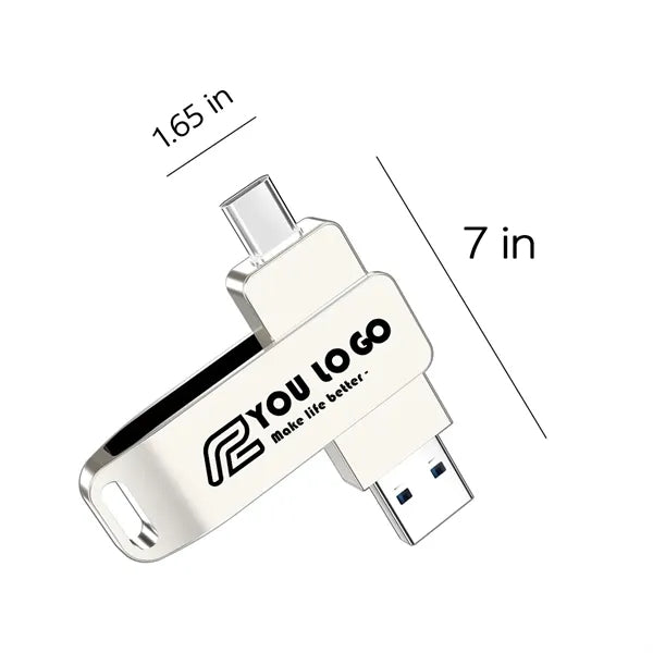 Dual USB C 2 in 1 Metal OTG Flash Drive for Phone Mac PC