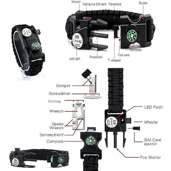 Multi-Functional Survival Emergency Paracord Bracelet