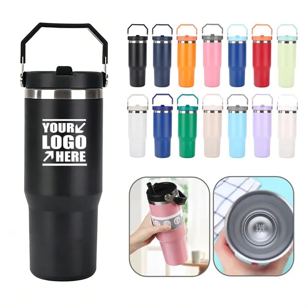 30oz Insulated Tumbler with Straw and Handle Leak Proof