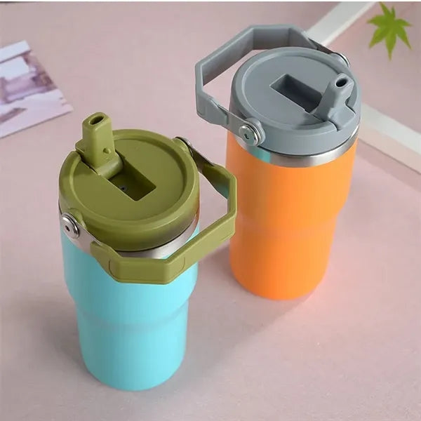 30oz Insulated Tumbler with Straw and Handle Leak Proof