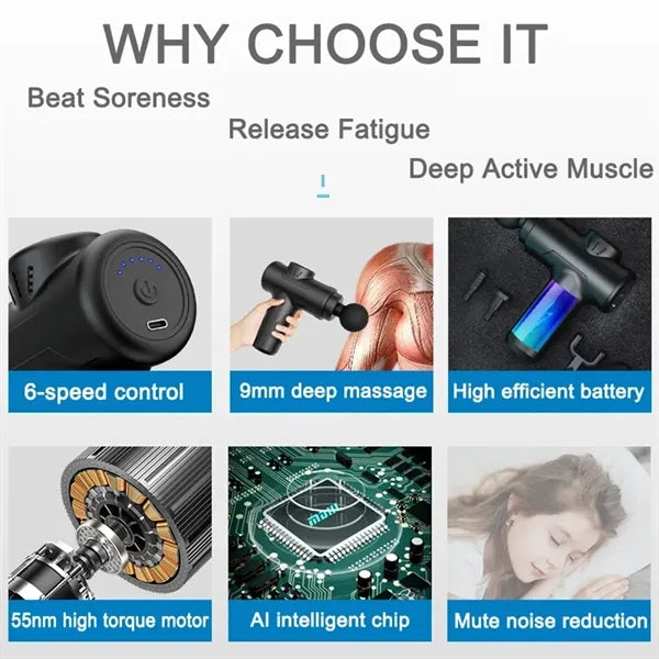 Deep Tissue Massage Gun Cordless Ultra Quiet Rechargeable