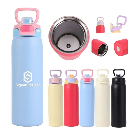 22 Oz Stainless Steel Insulated Water Bottle Leakproof Kids