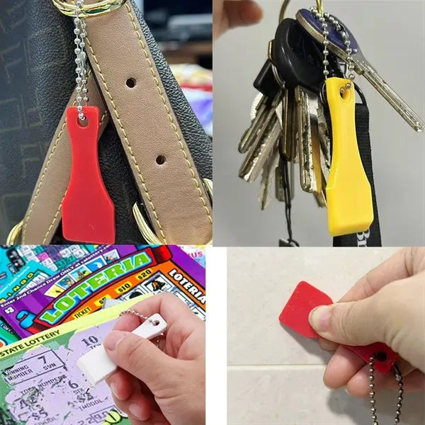 Portable Lottery Ticket Scratcher Bead Chain Keychain