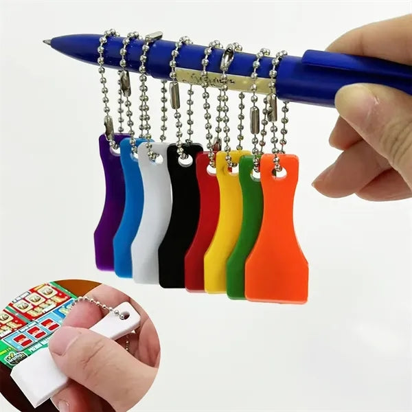 Portable Lottery Ticket Scratcher Bead Chain Keychain