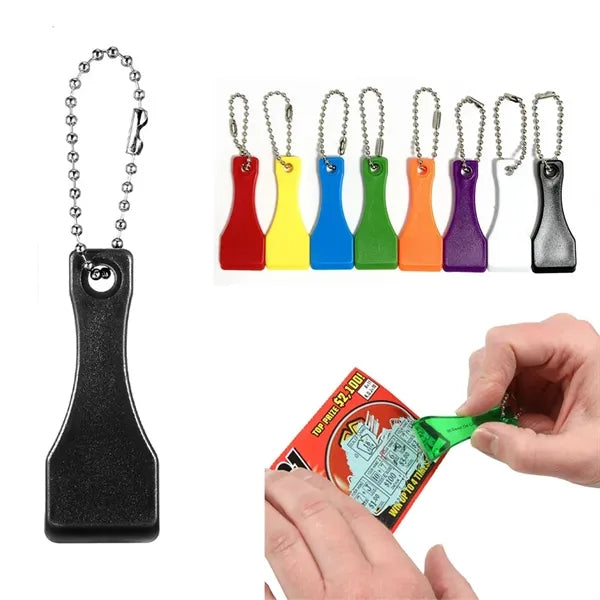Portable Lottery Ticket Scratcher Bead Chain Keychain