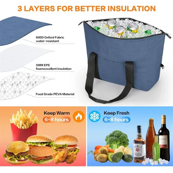 Insulated Cooler Tote Bag With Zipper