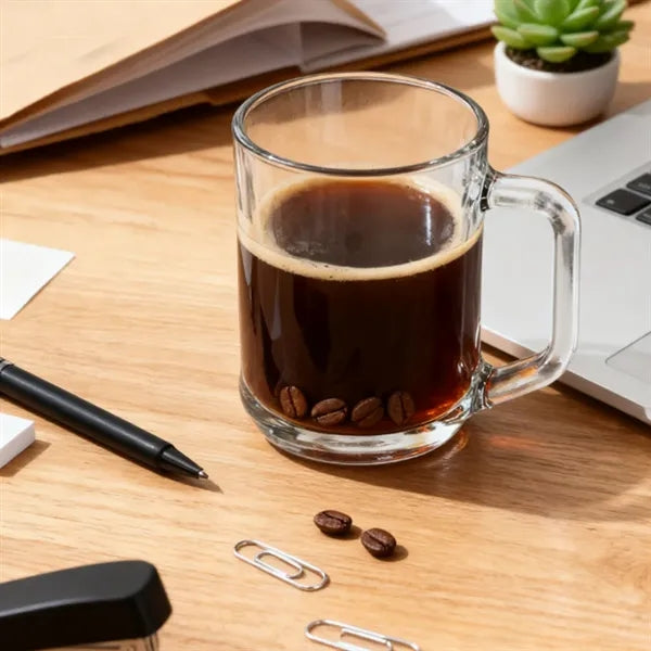 9.5 oz. Clear Glass Coffee Mug with Custom Logo