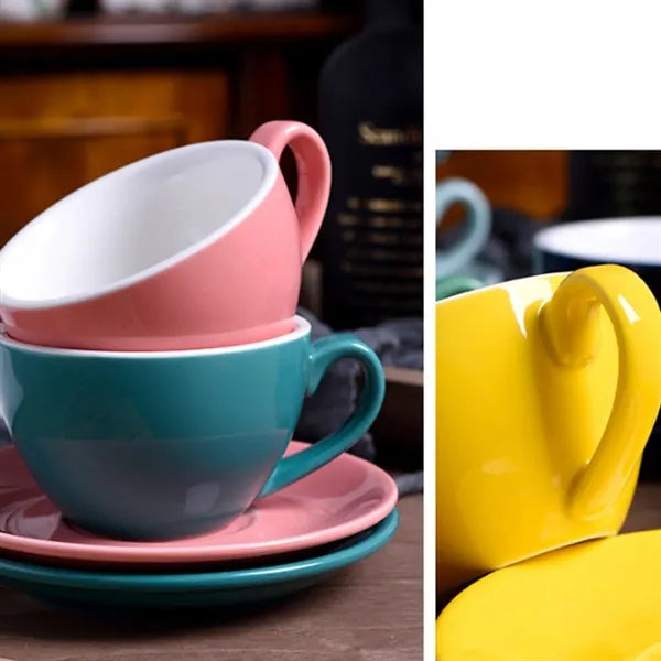 10 oz. Ceramic Cup and Saucer Set for Coffee & Tea