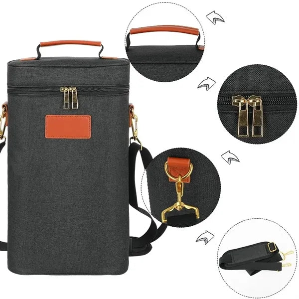 Insulated Wine Tote Bag - 2-Bottle