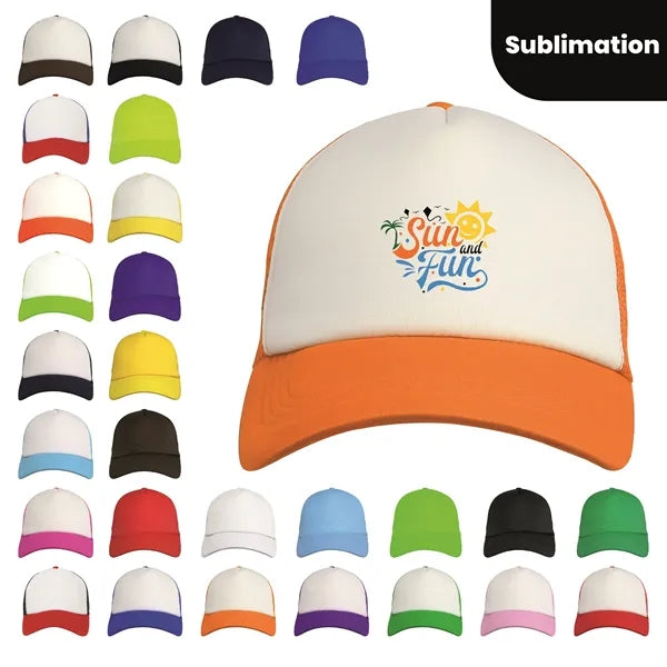 5 Panel Unstructured Mesh Back Trucker Cap