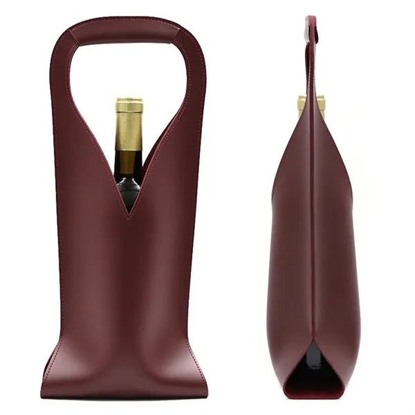 PU Leather Wine Bottle Bag with Handle Design
