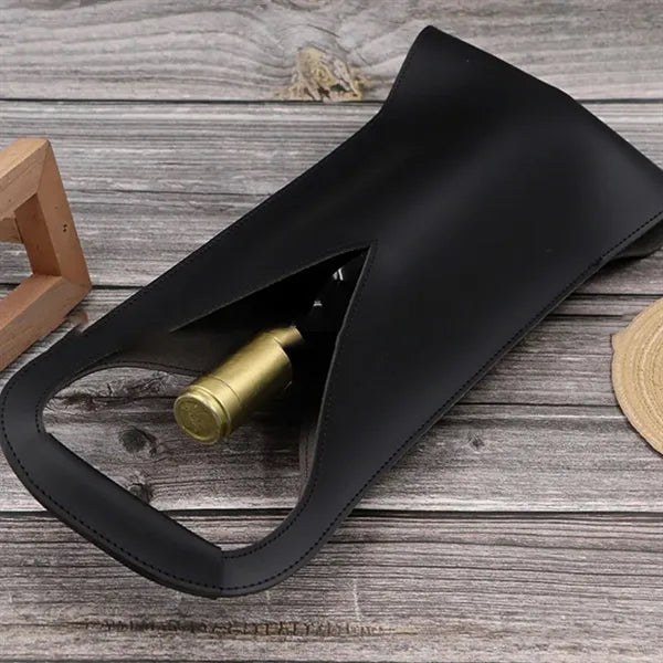 PU Leather Wine Bottle Bag with Handle Design