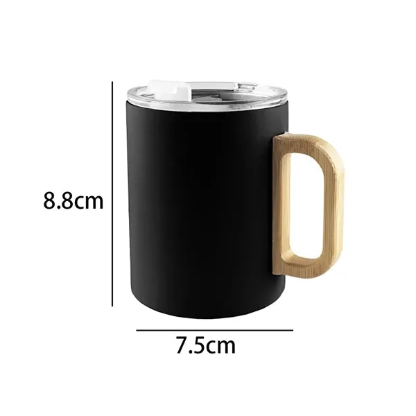 12 oz. Stainless Steel Mug with Bamboo Handle & Lid