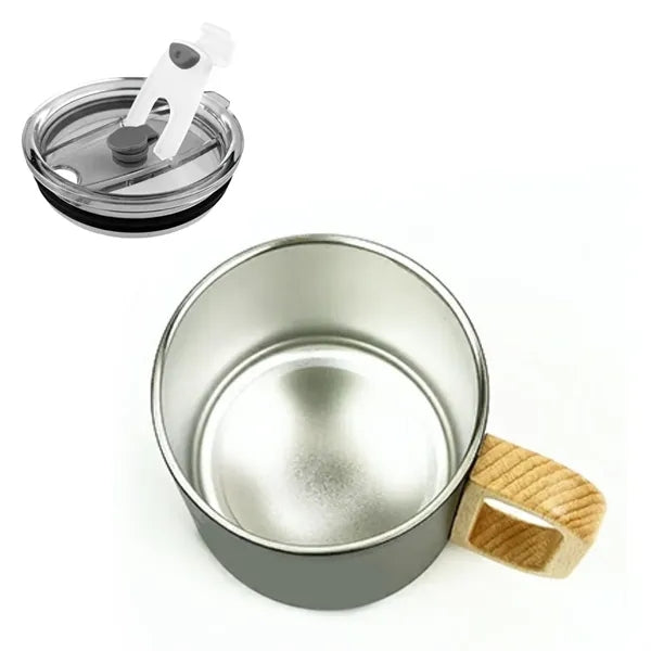 12 oz. Stainless Steel Mug with Bamboo Handle & Lid