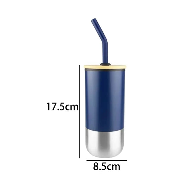 15 oz. Stainless Steel Tumbler with Bamboo Lid & Straw