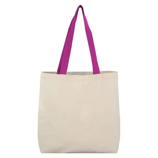 8 Oz Cotton Tote Bag With Contrast Color Web Handles