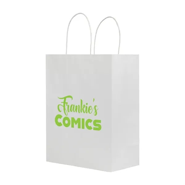 J- Fold White Kraft Shopping Bag
