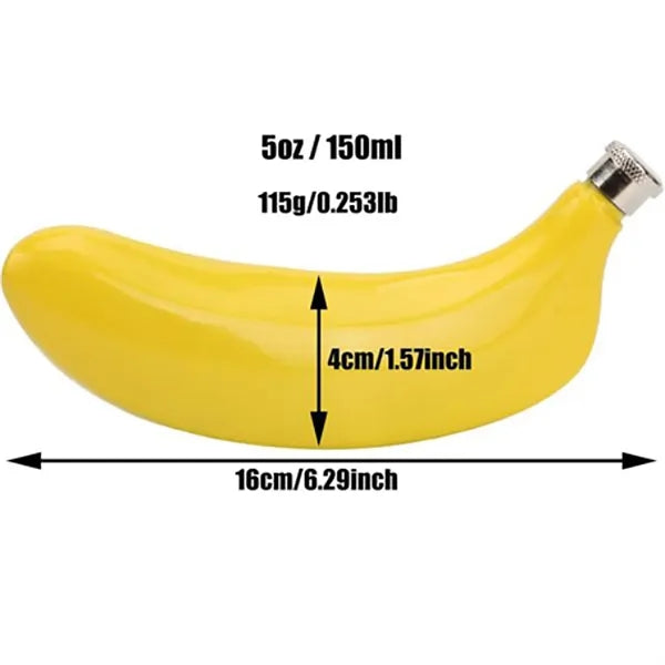 Bottle Stainless Steel Banana Shaped Hip Flask 5 oz