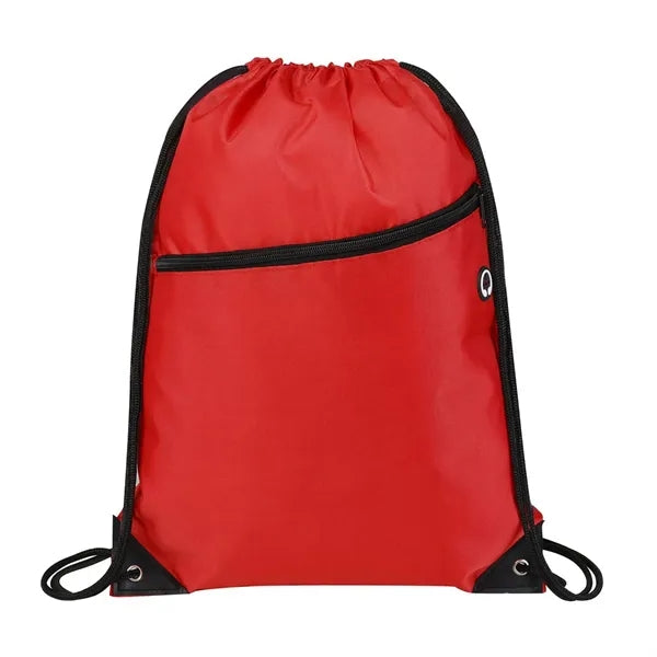 420D Heavy Duty Drawstring Backpack With Front Zipper