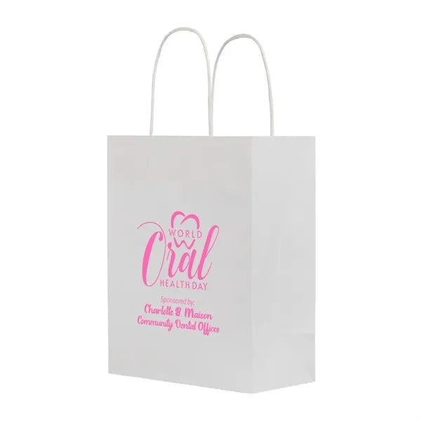 J- Fold White Kraft Shopping Bag