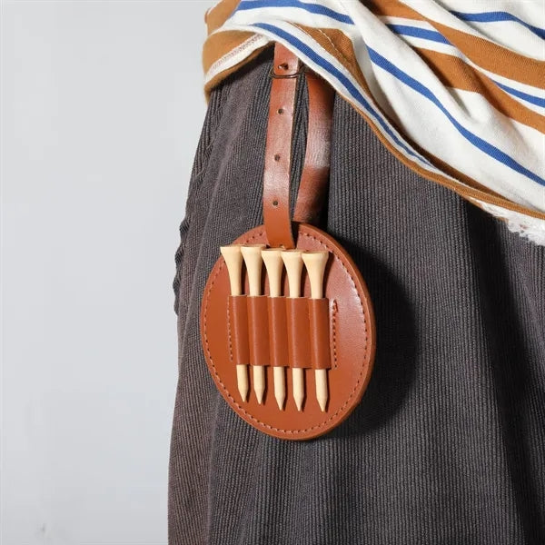 Eco-Friendly Leather Golf Tee Holder Pouch