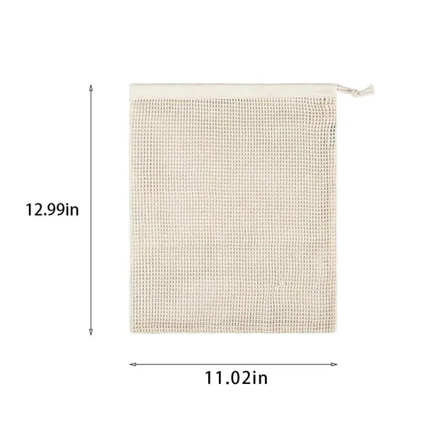 Eco-friendly supermarket drawstring mesh cotton shopping bag