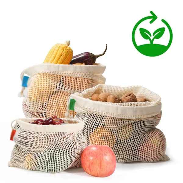 Eco-friendly supermarket drawstring mesh cotton shopping bag