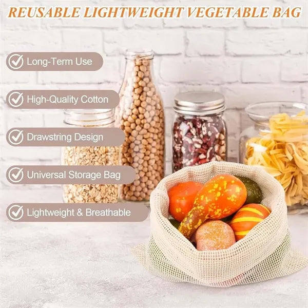 Eco-friendly supermarket drawstring mesh cotton shopping bag
