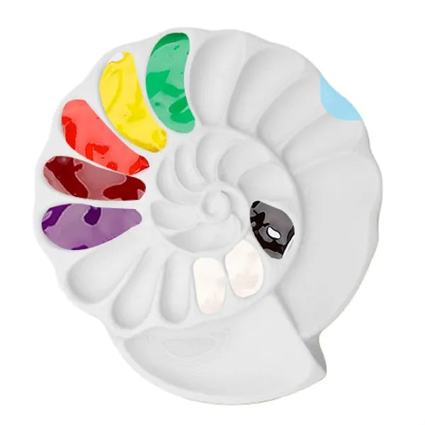 Shell Shaped Paint Palette With Multiple Wells For Kids