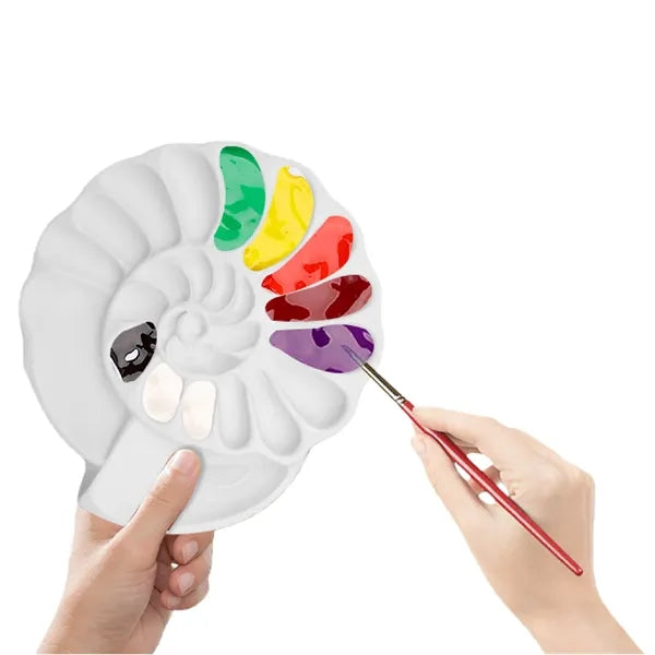 Shell Shaped Paint Palette With Multiple Wells For Kids