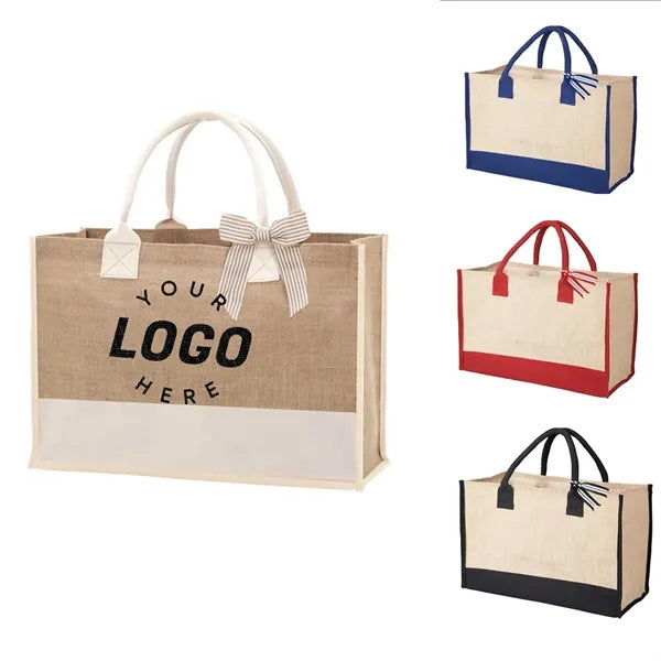 Burlap Jute Shopping Tote Bag