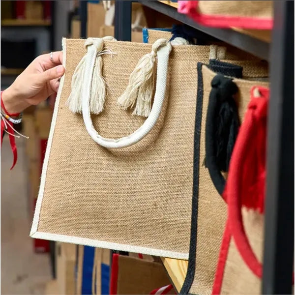 Vista Two-Tone Jute Tote Bag