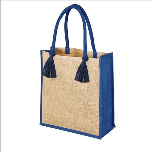Vista Two-Tone Jute Tote Bag