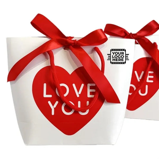 Red Gift Tote Bag with Bow Handles