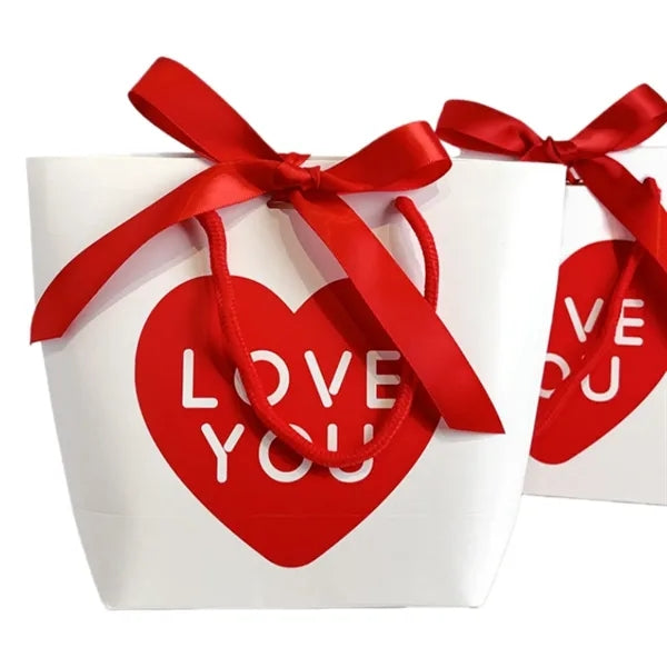 Red Gift Tote Bag with Bow Handles