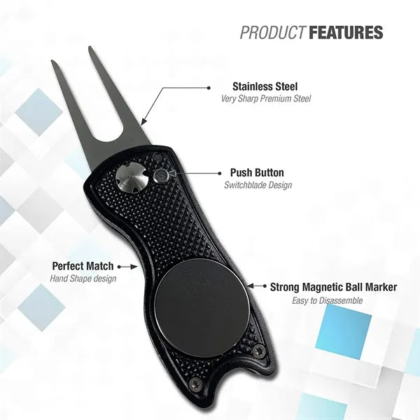 Switchblade Golf Divot Tool with Magnetic Ball Marker