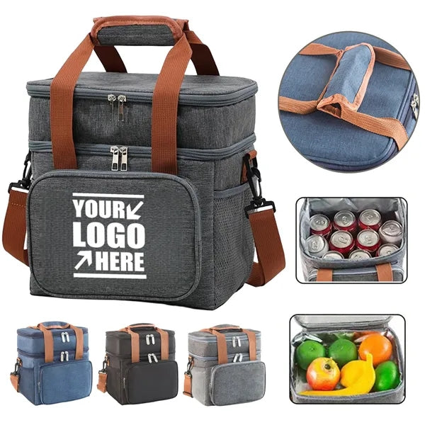 Dual Compartment Insulated Lunch Bag Cross Body Cooler Tote